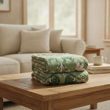 100 Cotton Light Green Boho Throw Blanket for Bed Gift 60"x80" 4-Layer Gau...