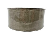 2.5" X 50 Yds Premium Wired Edge Holiday Ribbon - Taupe Gold Glitter - Mega Roll