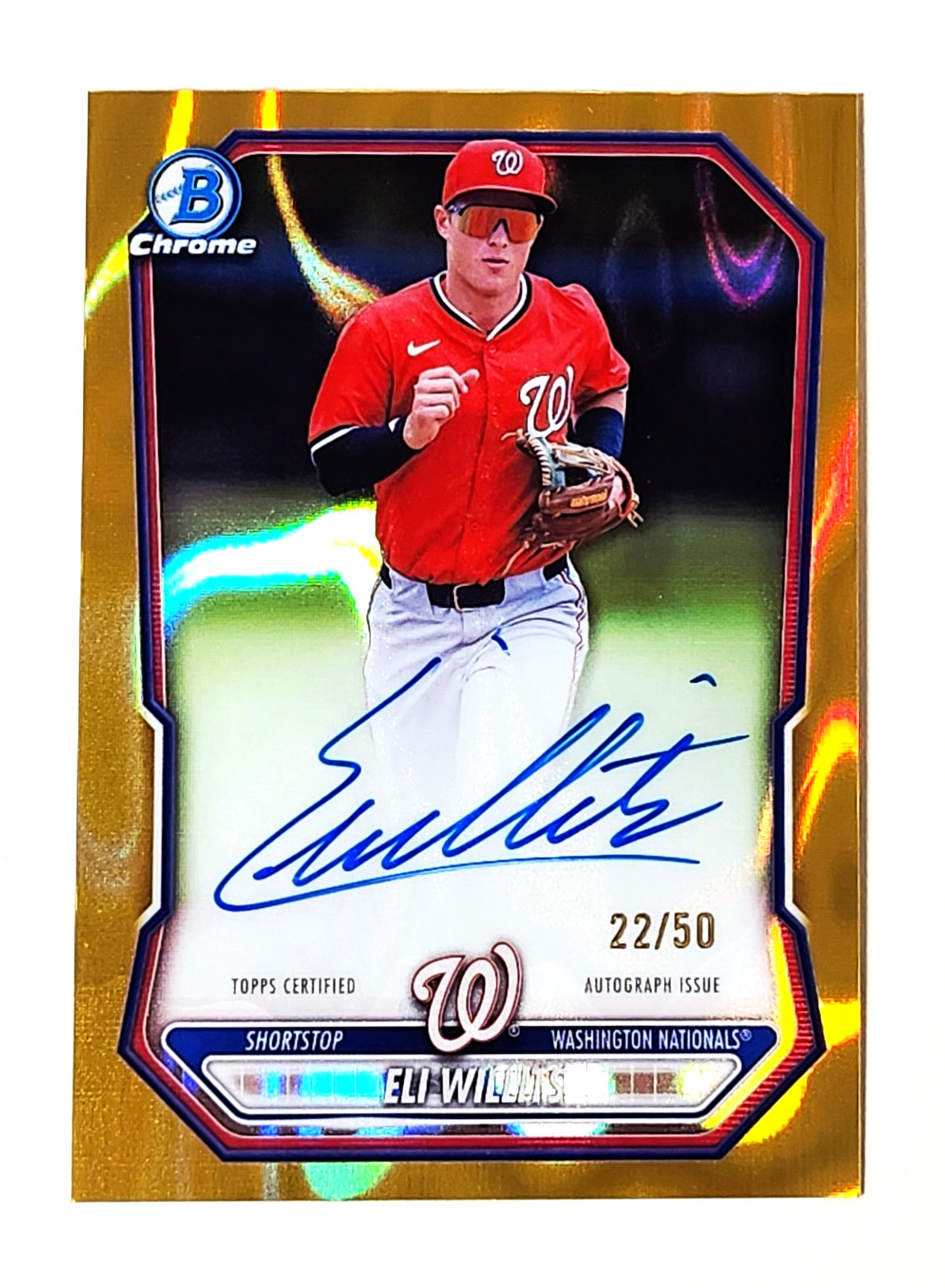 2026 Bowman Chrome Eli Willits Auto /50 GOLD Wave Refractor Washington Nationals