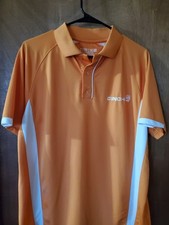 Cinch Polo Shirt Mens Med. Orange with White Stripe Arena Flex Short Sleeve Golf