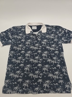 Gino Pompeii Polo Shirt Men Large Palm Tree AOP Blue.#26268
