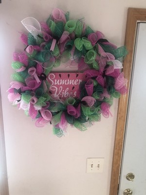 Watermelon Summer Vibes Deco Mesh, hanging wreath. Perfect for events/seasonal