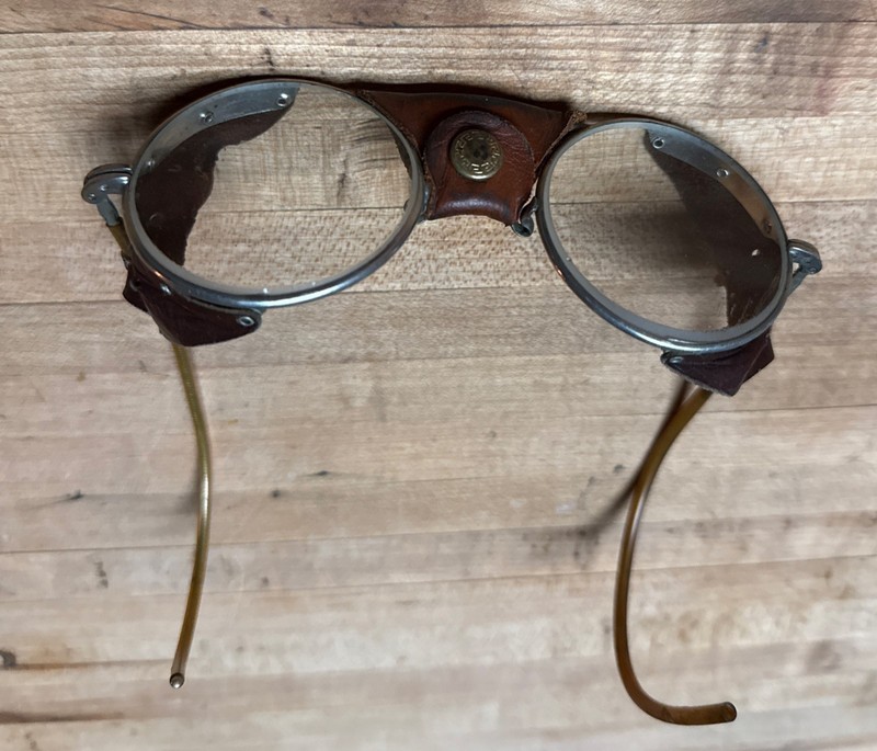Vtg  Antique Safety Welding Glasses Leather