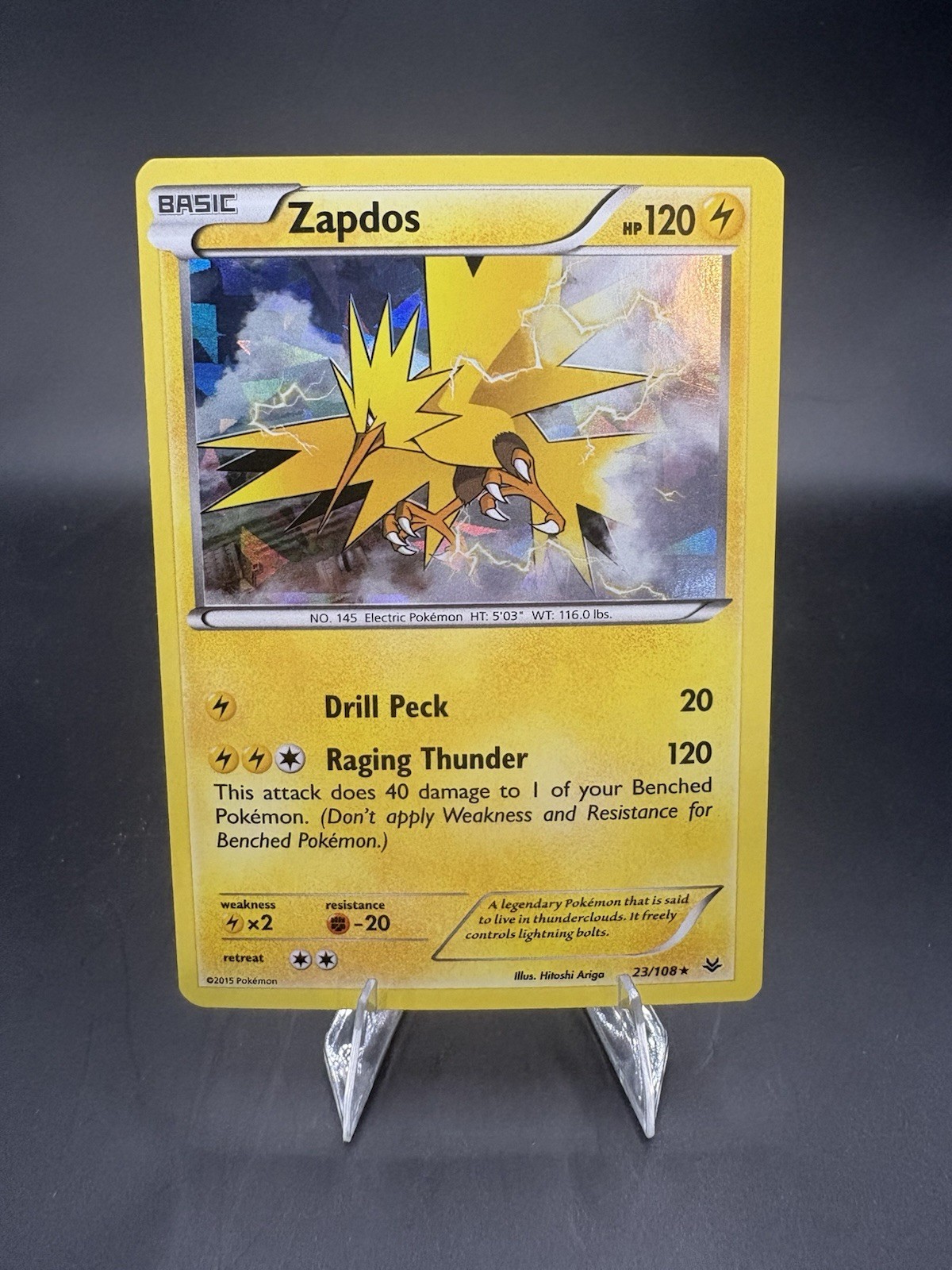 Zapdos 23/108 Cracked Ice Holo Roaring Skies Pokemon Card NM