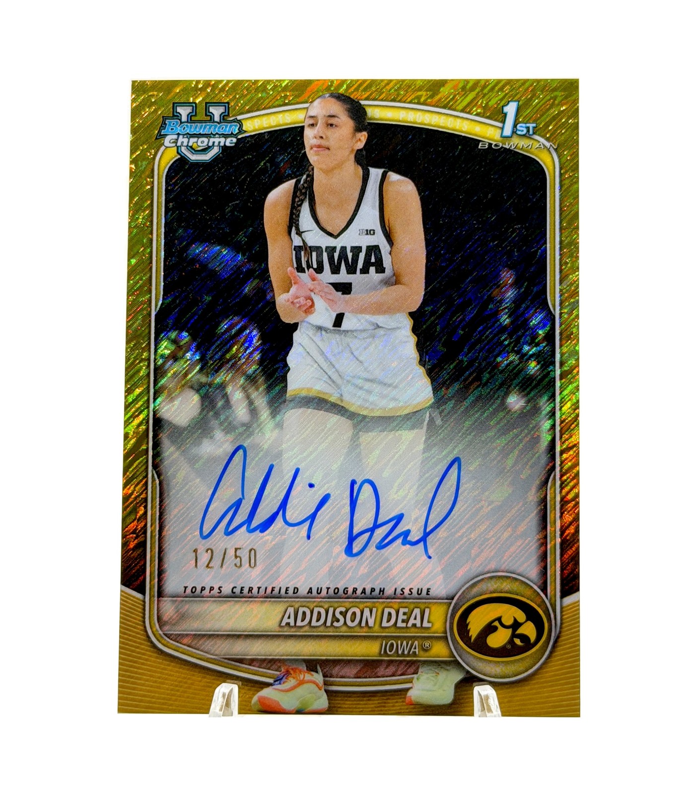 ADDISON DEAL 2025-26 Bowman Chrome U Gold Auto /50 Iowa #CPA-AE RC SP MINT
