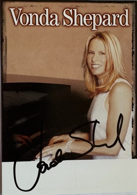 Vonda Shepard signiert Karte Musik Unterschrift Original Autogramm signed
