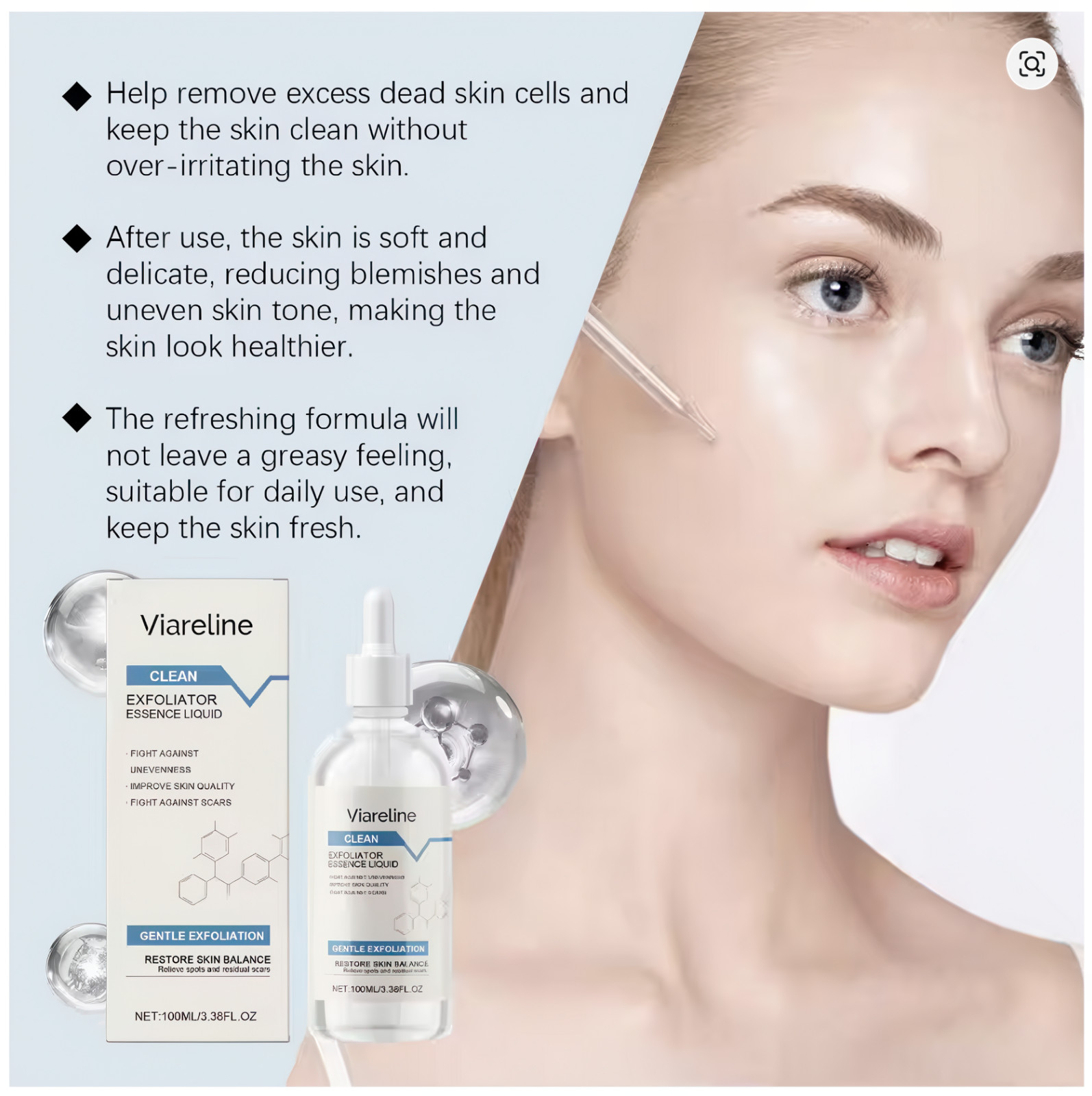 Viareline Exfoliating And Soothing Essence Delicate Skin Essence For Soft Smooth