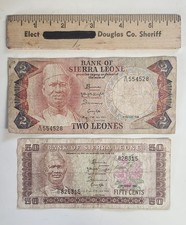 Sierra Leone 50 Cents & 2 Leone Banknotes 1984 Circulated