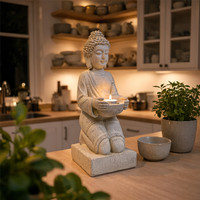 INtrenDU Buddha Figur Mit Teelichthalter 39 Cm Polyresin Creme