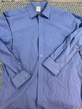 Brooks Brothers Mens Traditional Fit Blue Dress Shirt 17-35 All Cotton Long Slee
