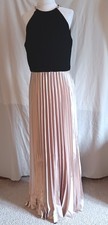 Xscape Halter Gown Sz 12 Black Champagne Accordion Pleated Sleeveless Dress 