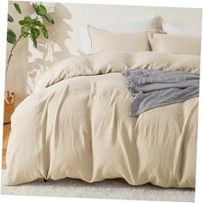 Muslin Cotton Duvet Cover Set Light Tan Queen 01 - Light Tan No Comforter 