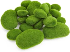20Pcs Artificial Moss Rocks (2 Sizes),Green Moss Decoration, Suitable for Floral