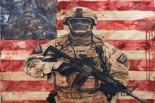 US MILITARY ARMY AIR FORCE SOLDIER STRETCHED CANVAS WALL ART READY TO HANG MC36