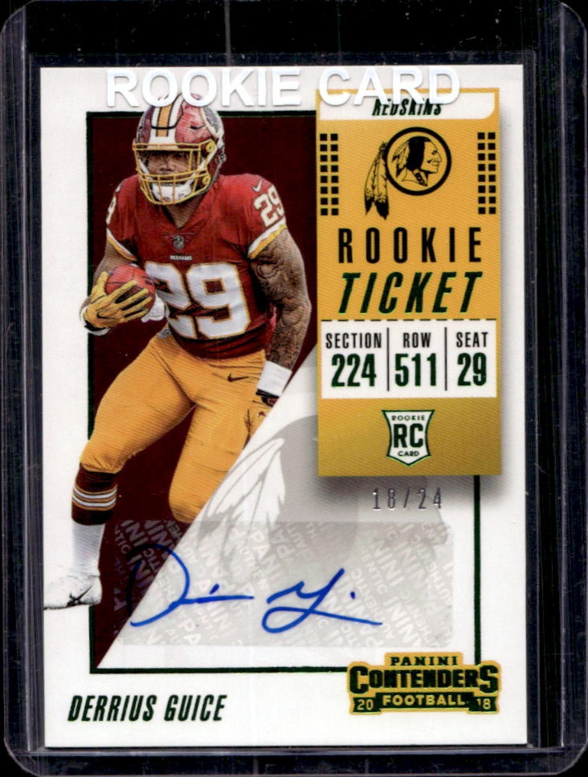 Derrius Guice Panini Contenders #121 Autograph-Playoff Ticket