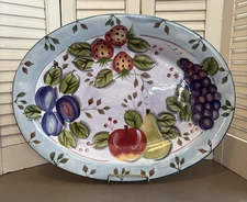 Black Forest Fruits by Heritage Mint OVAL SERVING PLATTER 18 3/8"