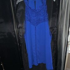 SHEIN Women's XL Blue Solid Lace Blouse Sleeveless Pullover