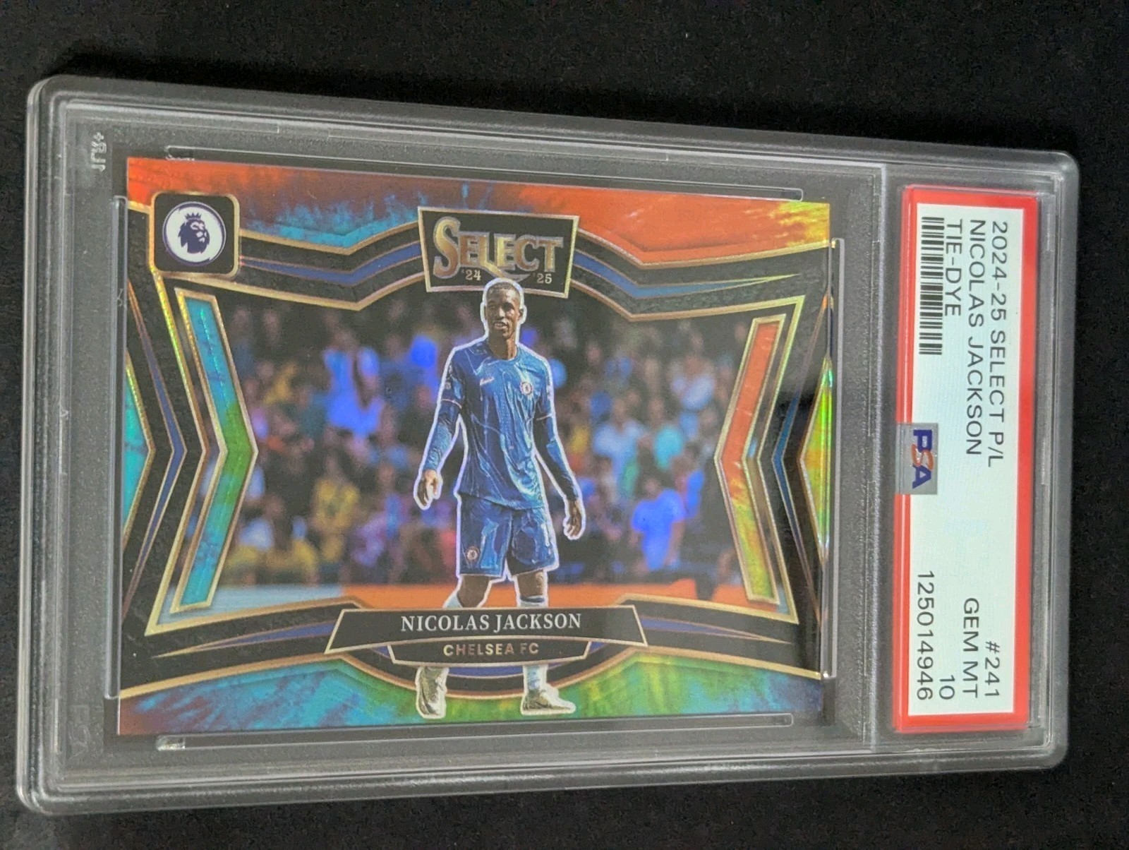 2024-25 Panini Select P/L Field Level Nicolas Jackson Tie-Dye 7/25 PSA 10