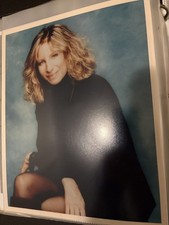 Vintage Barbra Streisand Color Portrait Blue Background Movie Still