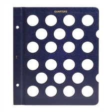 Whitman Blue Album Blank Page For US Quarter Coins 22 Ports Holes Long Term New