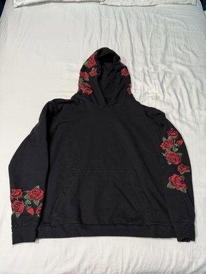 Zara Man Rose Hoodie Black Red Men's Unisex 