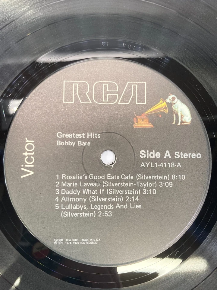 Bobby Bare Greatest Hits Vintage Vinyl LP 1975 RCA Record AYL1-4118 - Image 2 of 4