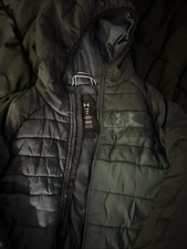 Vintage Under Armour ColdGear Boys Hooded Full Zip Puffer Jacket Blue/Gray M