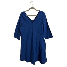 Soft Surroundings Blue V-Neck Linen Cotton Blend Midi Dress XL