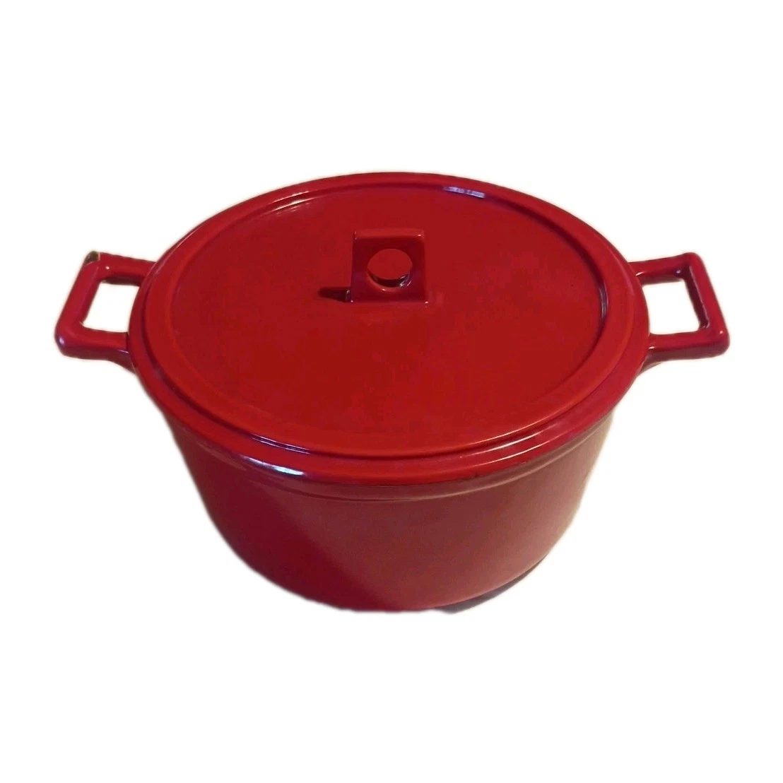 Ventage FOOD Net. Red Enameled Cast Iron 5.5 quart Dutch Oven Clean Red White