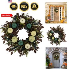 Fall Wreath for Front Door 24 Inch Autumn Halloween Thanksgiving Decor