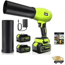 High-Speed Cordless Leaf Blower - 800K RPM, One-Handed Operation, Bright Green