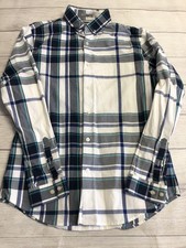 Express Shirt Mens Medium Blue Plaid Long Sleeve Button Down Fitted Casual
