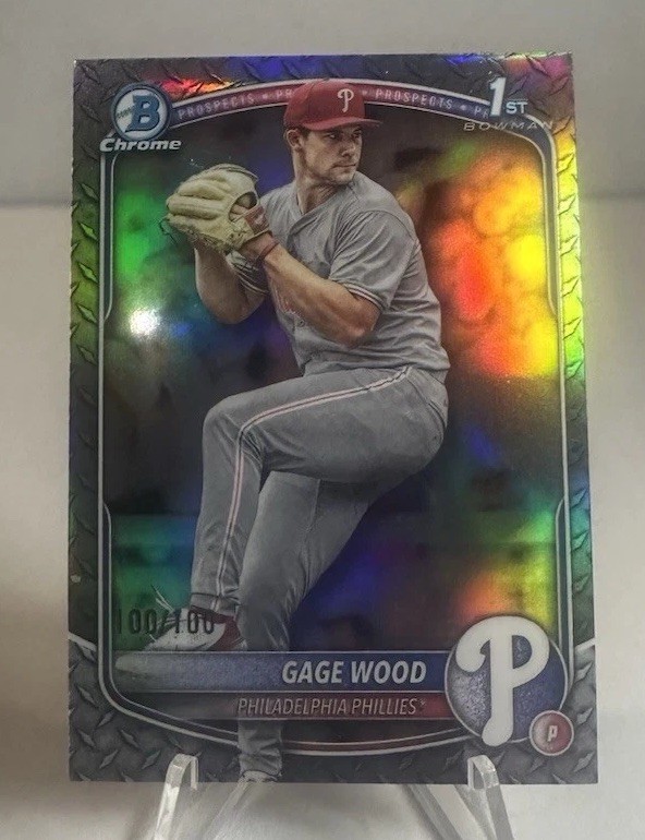 2025 Bowman 1st Draft Chrome Gage Wood Steel Metal Card /100 Bookend