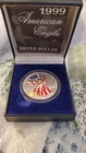American Eagle Painted Silver Dollar 1999 [WITH CERTIFICATE OF AUTHENTICITY]