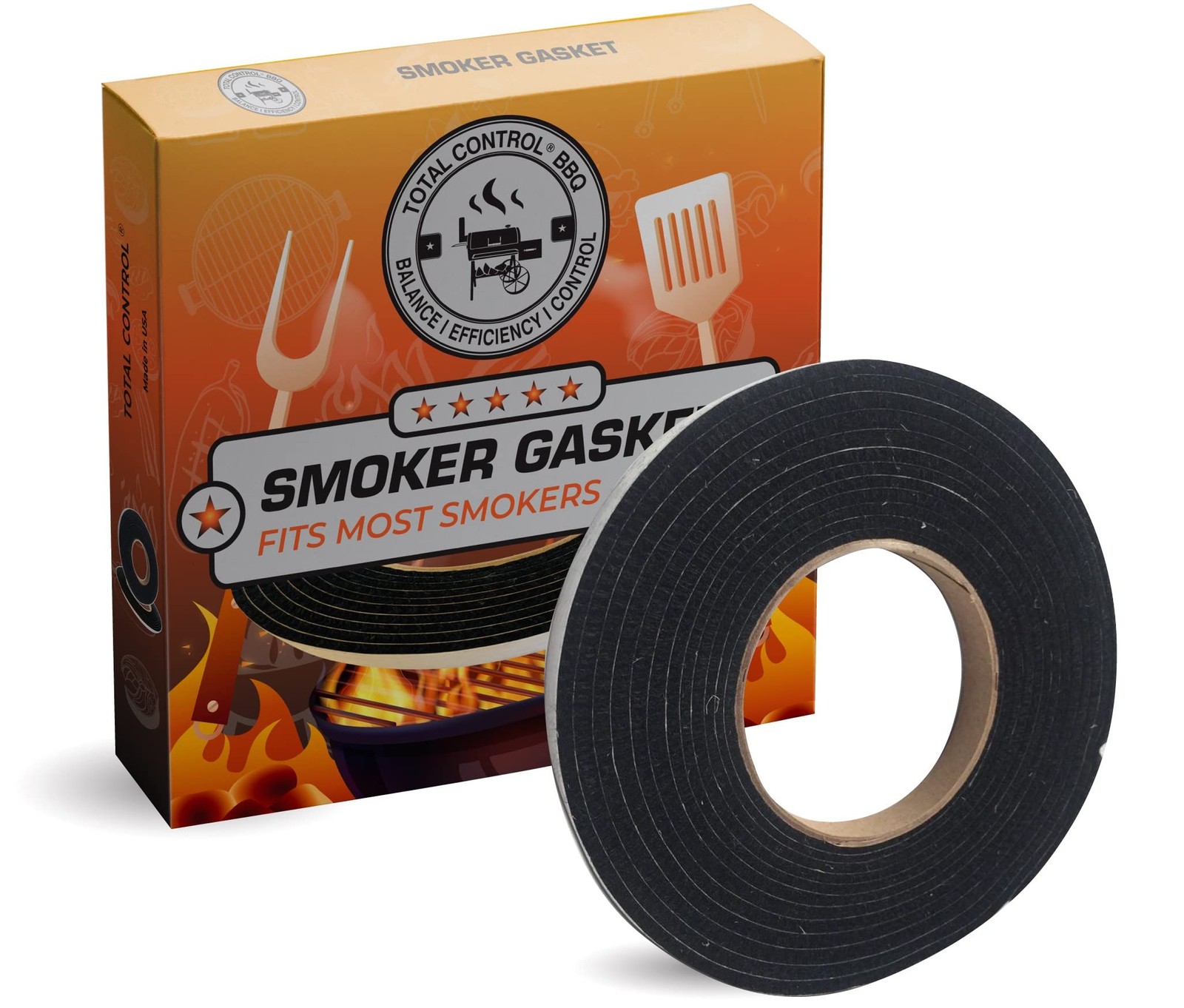 1/2 x 1/8 Black Hi Temp BBQ smoker Gasket Self Stick15 ft LavaLock