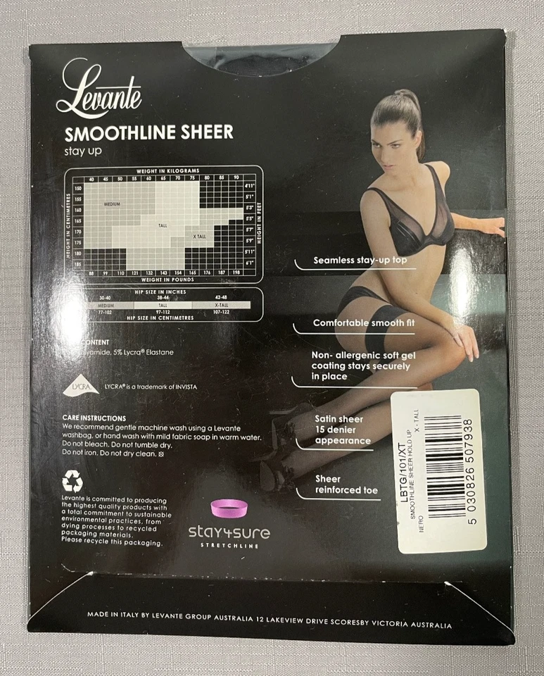 Top Levante Medias Para Mujer Nero X-Tall Nylon Encaje 15 Denier Foto 3 de 4