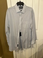 hart schaffner marx dress shirt Ss 17-33 Navy Blue And White