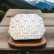 Handmade Christmas Table Place Mats Winter Reindeer Holly Gray White Set Of Four