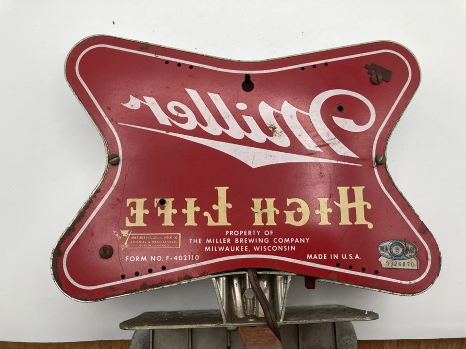 Letrero de barra iluminado vintage Miller High Life Brewery 9x6,5 Plus soporte sin probar Foto 3 de 4