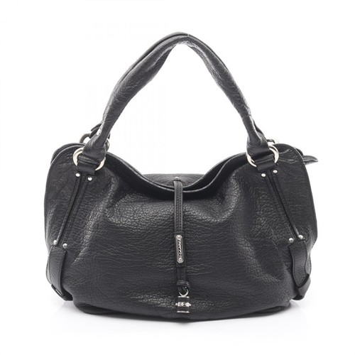 Celine Viselet Leather Handbag Black Women Used Authentic