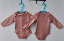 Mamas &Papas Bodysuits Vests x 2 0-1 Month Baby Girls Dark Pink Long Sleeve