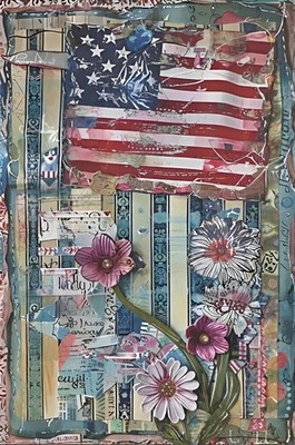 Blooming Stripes - 250th Anniversary Patriotic Series - Instant Download