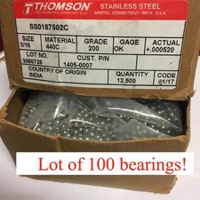 100 3/16" Diameter Grade 200 Hardened 440C Stainless Steel Ball Bearings Thomson