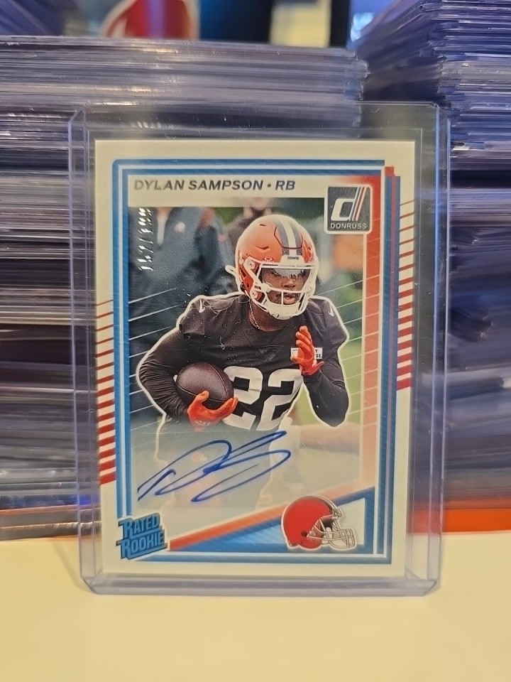 Dylan Sampson 2025 Panini Donruss #389 Rated Rookie Auto /199 RC Browns