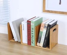 Expandable Desktop Bookshelf,Bamboo Desktop Bookcase,Mini Bookshelf Organizer Ta