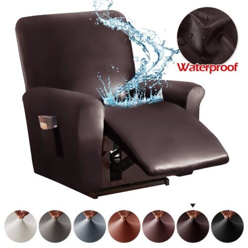 Waterproof PU Recliner Chair Cover Solid Color Armchair Covers Slipcover 1 Seat