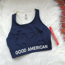 NWT Good American Core Power Sports Bra Bralette Top Active Athleisure Navy 0 XS