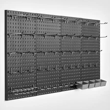 Uimoso 4-Piece Metal Pegboard Set 24" x 12" Wall Organizer for Tool Storage
