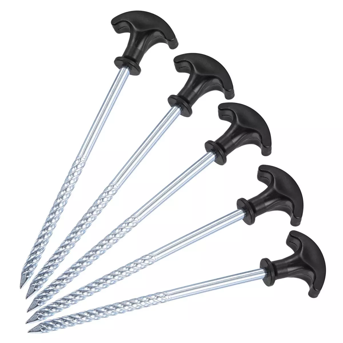 5Pcs Tent Stakes T Shape Galvanized Screw Heavy Ground Pegs 20cm 8