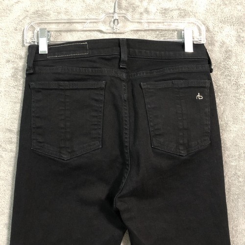 Rag & Bone Justine Crop Jeans Black Leather Ankle Coal Braid Wash Size 28 Womens - Picture 8 of 11